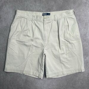 Vintage Polo Ralph Lauren Shorts Men 38 Pleated Tyler Light Khaki Chino